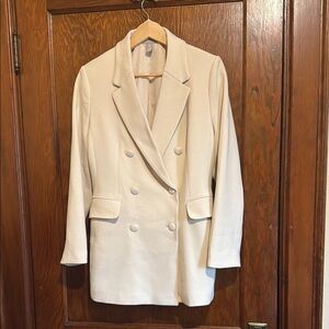 H&M Cream Double-Breasted Coat